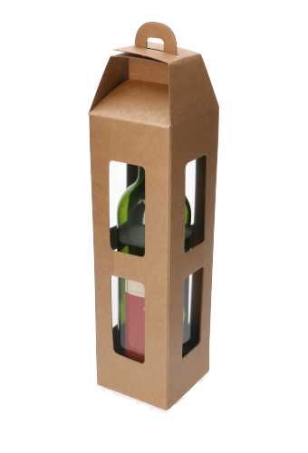 Luxe Wijndozen Lantaren Venster Kraft 1 fles 9x9x35cm 49stuks