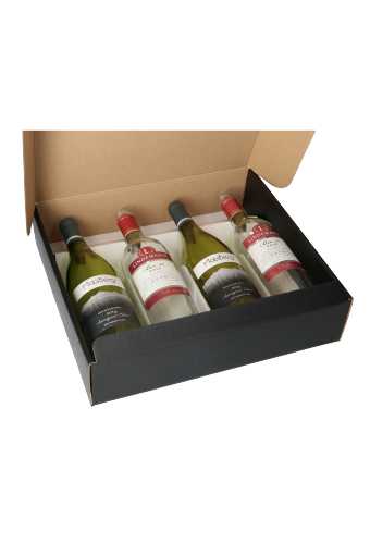 Luxe Wijndozen Ferro Zwart Line voor 4 fles 34x37x9cm 30stuks