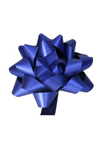 Mega Bows Strik Doorsnee 13cm Metallic Mat Blauw met plakker 12stuks