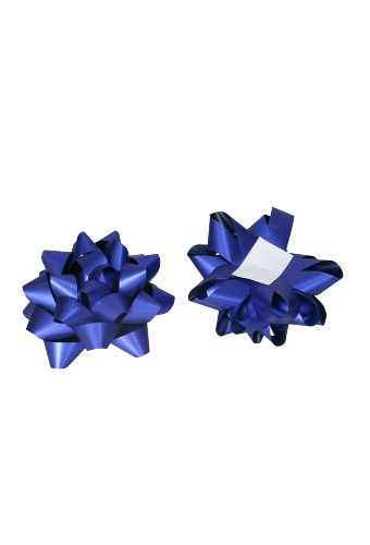 Mega Bows Strik Doorsnee 13cm Metallic Mat Blauw met plakker 12stuks