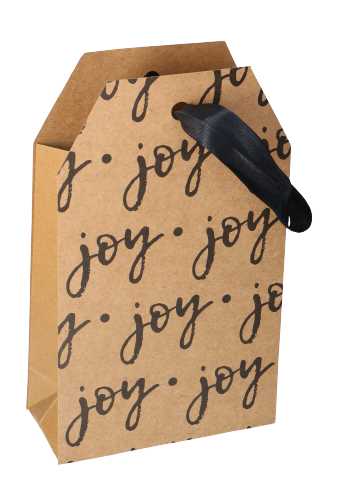 Geschenktasjes Carta Regalo Kraft Joy Black 14.5x6.5x24.5cm 12stuks