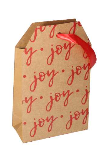 Geschenktasjes Carta Regalo Kraft Joy Red 14.5x6.5x24.5cm 12stuks