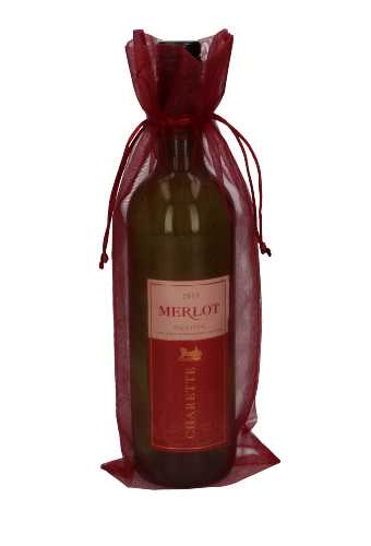 Wijnzak Organza Rood Bordeaux 14x35cm 10stuks Wijnzak Organza Rood Bordeaux 14x35cm 10stuks