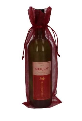 Wijnzak Organza Rood Bordeaux 14x35cm 10stuks Wijnzak Organza Rood Bordeaux 14x35cm 10stuks