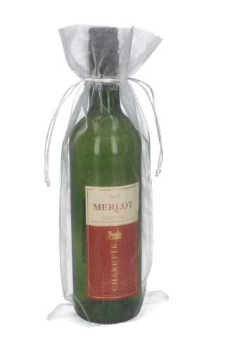 Wijnzak Organza Zilver 14x35cm 10stuks