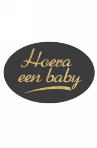 Etiketten Baby Hoera Een Baby Zwart 3.7x2.5cm 500stuks