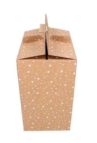 Geschenkdoos Draagbox Naturel Met Sterren 28x20x35cm 50stuks