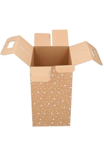 Geschenkdoos Draagbox Naturel Met Sterren 28x20x35cm 50stuks