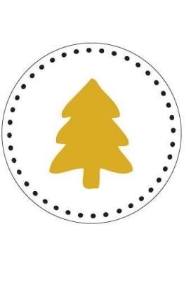 Etiketten Kerst Kerstboom Zwart & Goud Metallic 4cm 500stuks Etiketten Kerst Kerstboom Zwart & Goud Metallic 4cm 500stuks