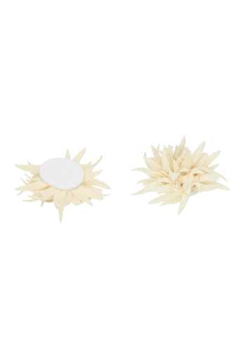 Decoratie Star Flower Naturel 6cm Met Plakker 12stuks