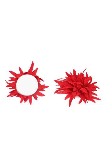 Decoratie Star Flower Rood 6cm Met Plakker 12stuks