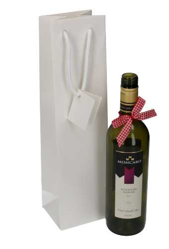 Wijntasjes 1 Fles Wit Mat Met Koord 10x9x38cm 20stuks Wijntasjes 1 Fles Wit Mat Met Koord 10x9x38cm 20stuks
