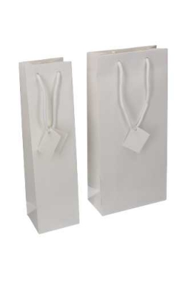 Wijntasjes 1 Fles Wit Mat Met Koord 10x9x38cm 20stuks Wijntasjes 1 Fles Wit Mat Met Koord 10x9x38cm 20stuks