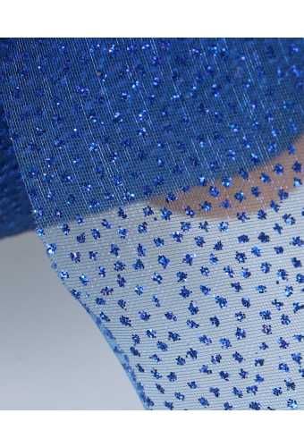 Organza Lint Blauw Glitter 63mm x 20meter OP IS OP