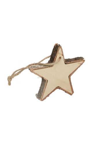 Decoratie Hanger Houten Star Wood & Koord 7.5x1cm 1 stuks