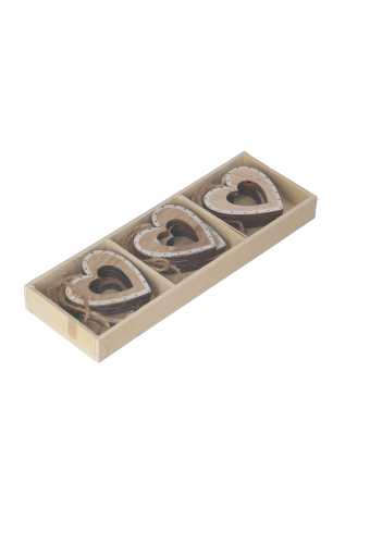 Decoratie Hanger Houten Hartjes & Koord 4.5cm 9 stuks