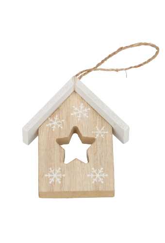 Decoratie Hanger House And Star White & Koord 7.5x2x9cm 1 stuk