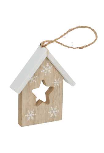 Decoratie Hanger House And Star White & Koord 7.5x2x9cm 1 stuk