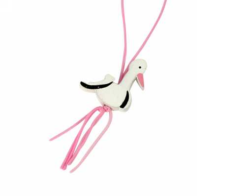 Gelukspoppetjes Geluksbaby Ooievaar Roze Met Koord 3cm 50stuks