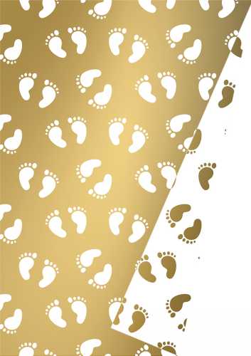 Inpakpapier Trendy Dubbelzijdig baby feet goud ds 40cm x 175meter