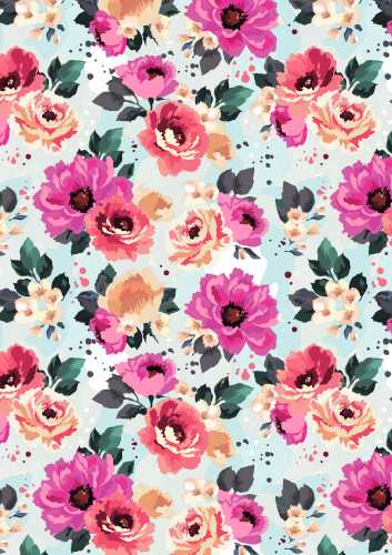 Inpakpapier Trendy summer flowers 50x70cm 250 vellen