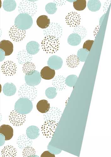 Kadopapier Trendy Dubbelzijdig dots mint goud 70cm x 175meter