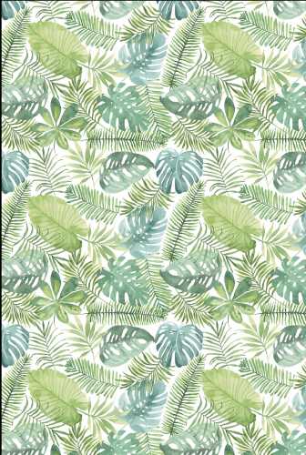 kadopapier Trendy tropical leaves wit groen 70cm x 200meter