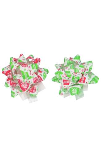 Kerst Mini Bows Strik Rond 50mm Wanten Groen Rood Met Plakker 50stuks