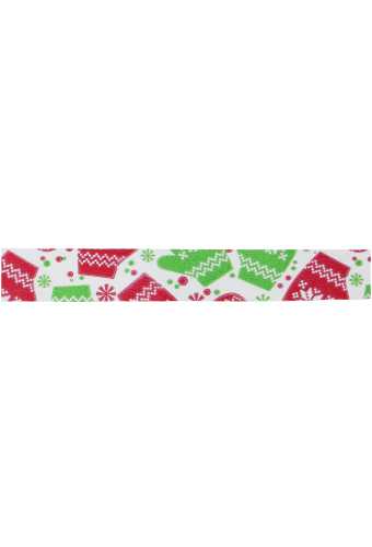 Kerst Mini Bows Strik Rond 50mm Wanten Groen Rood Met Plakker 50st