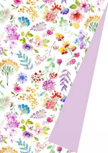 Geschenkpapier Trendy Dubbelzijdig aquarel flowers 30cm x 175meter