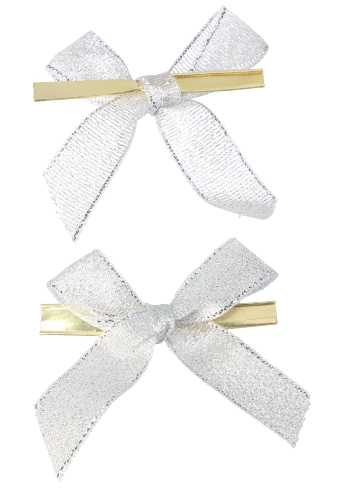 Luxe Strikje Satijn Zilver Flame & Clip 6x4cm 250stuks lint 1.5cm