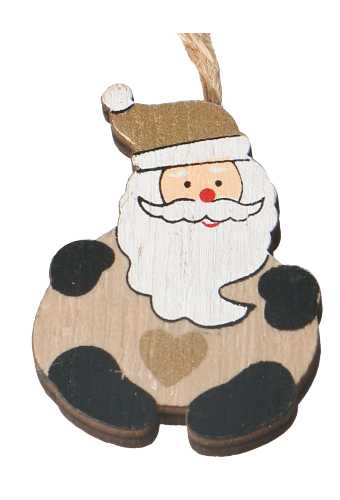 Decoratie Hanger Houten Kerstman & Koord 3.5x5cm 12 stuks