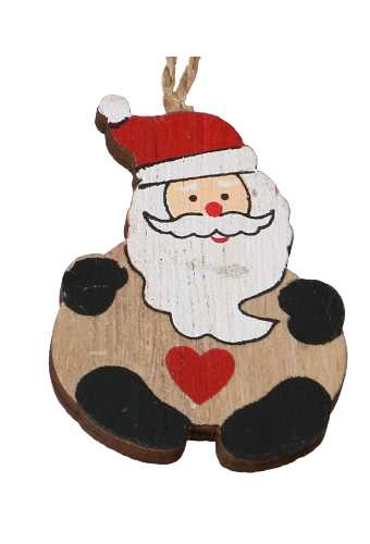 Decoratie Hanger Houten Kerstman & Koord 3.5x5cm 12 stuks