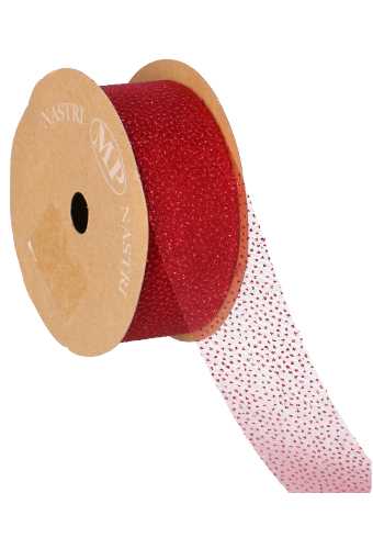 Organza Lint Rood Glitter 40mm x 20meter OP IS OP