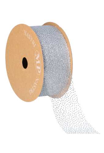 Organza Lint Zilver Glitter 40mm x 20meter OP IS OP