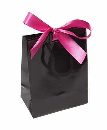 Kadotasje Sora Zwart Glans Met Koord & Lintgleuf 15x9x20cm 10stuks