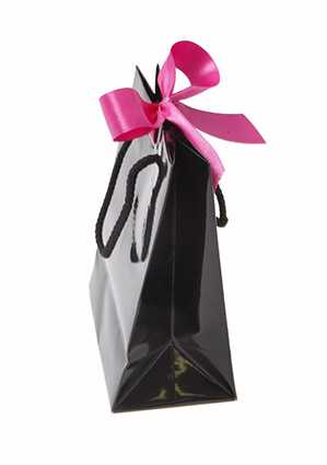 Kadotasje Sora Zwart Glans Met Koord & Lintgleuf 15x9x20cm 10stuks