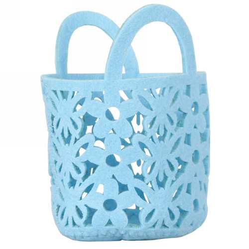 Kadomandje Felt Bloem Aqua Blauw 7.5-10cm x12cm 6stuks