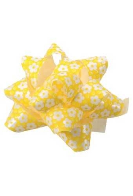 Mini Bows Strik Rond 50mm Flower Geel Met Plakker 50stuks OP IS OP