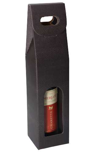 Luxe Wijndozen Vigo Skin Coffee & Venster 1 fles 9x9x38.5cm 10stuks