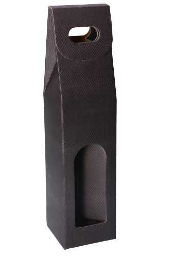 Luxe Wijndozen Vigo Skin Coffee & Venster 1 fles 9x9x38.5cm 10stuks