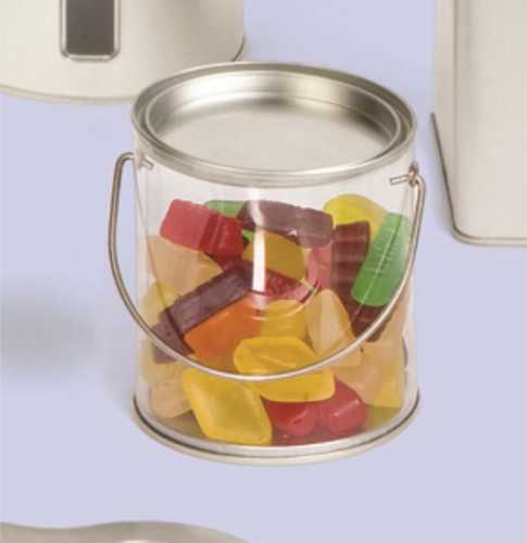 Blikken Blanco Snoepblikje Met Venster Rond r8.5x9.1cm 12stuks