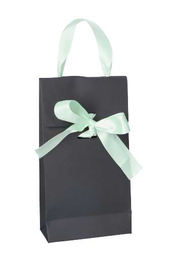 Kadotasjes Pisa Black & Mint Groen Met Satijnlint 10x6x22cm 25stuks