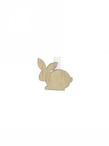 Houten Deco Witte Knijper Met Haasje Naturel 3 x 3cm 36stuks