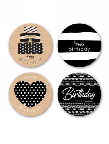 Luxe Etiketten Happy Birthday 4cm 4x 125stuks