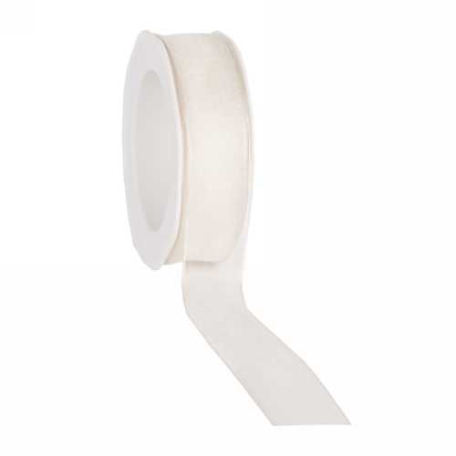 Organza Lint Met IJzerdraad Creme 25mm x 20 meter