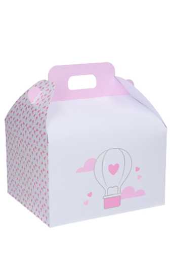 2 HALEN & 1 BETALEN Draagdoos Luchtballon Baby Roze 16x14x10cm 10st