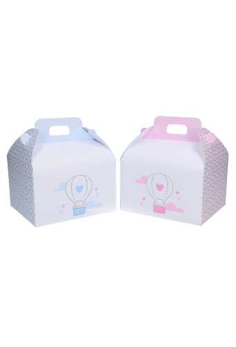 2 HALEN & 1 BETALEN Draagdoos Luchtballon Baby Roze 16x14x10cm 10st