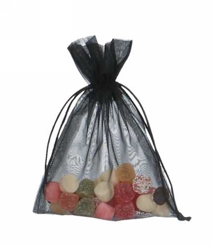 Organza zakjes Zwart Medium 12x17cm 10stuks