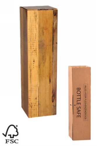 Wijn Verzendverpakking Hout 1 fles 11x10x40.5cm Met inlay FSC® 50stuks